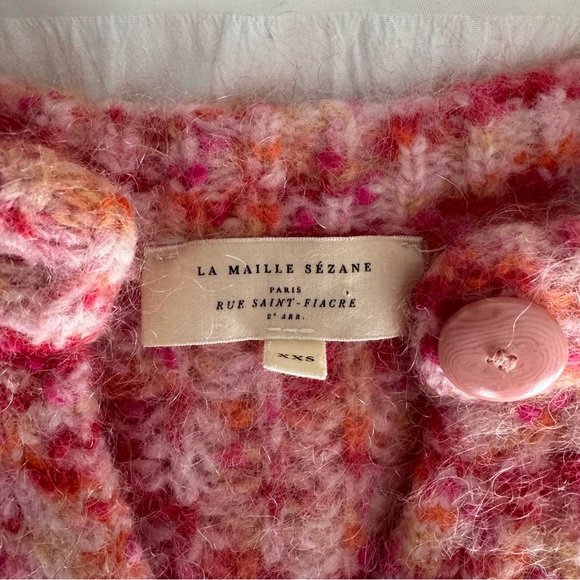 Sezane Emile cardigan multicolored pink orange alpaca wool blend sweater - Picture 4 of 14